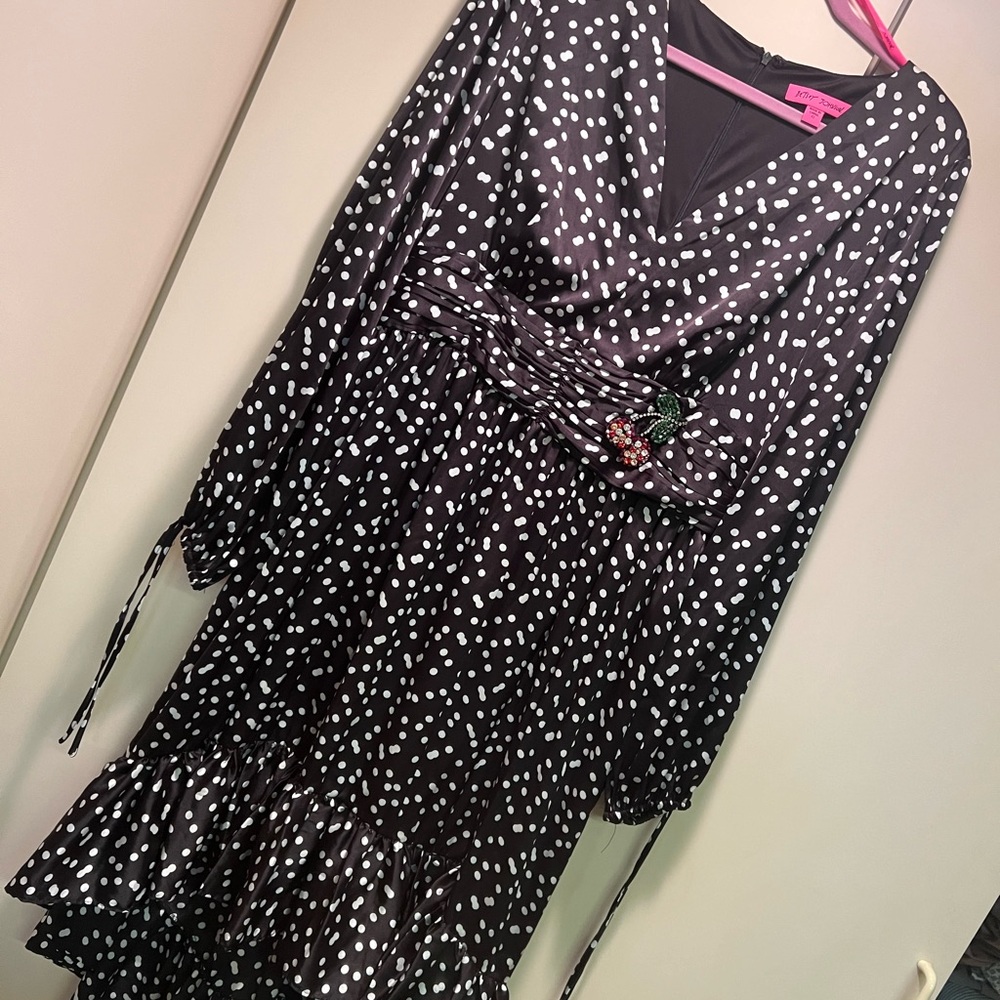 Black Polka Dot Dress with Ruffle Hem